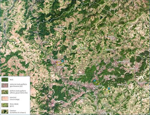 Diercke Karte Saarland im Satellitenbild