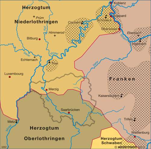 Diercke Karte Stauferzeit 11.-13. Jahrhundert