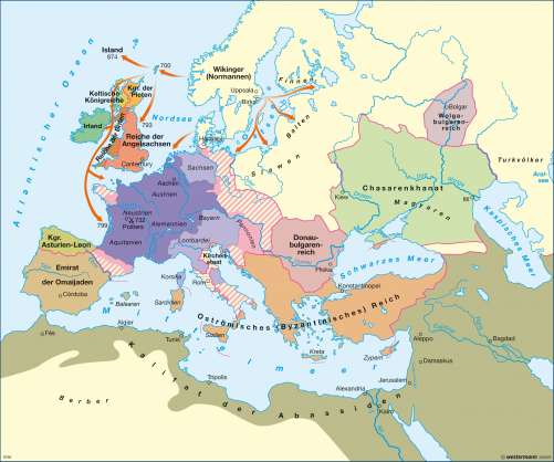Diercke Karte Europa am Ende der Herrschaft Karls des Großen um 814