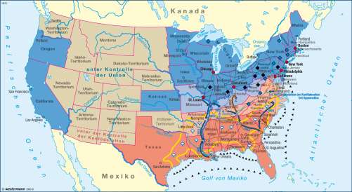 Diercke Karte Sezessionskrieg 1861-1865 (Amerikanischer Bürgerkrieg)