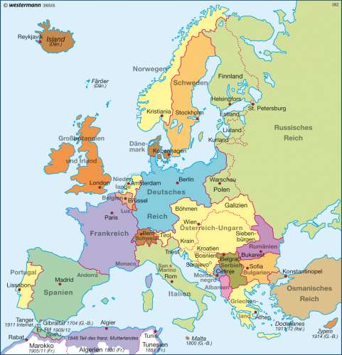 Diercke Karte Europa vor dem 1. Weltkrieg (1914)