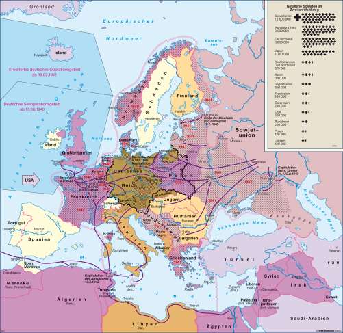 Diercke Karte Deutschland im Europa des Zweiten Weltkrieges (1.9.1939-8.5.1945)