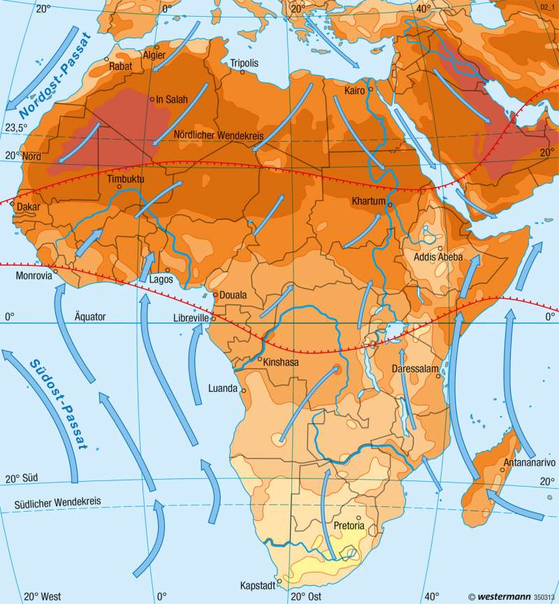 Afrika | Temperaturen im Juli | Klima | Karte 98/2
