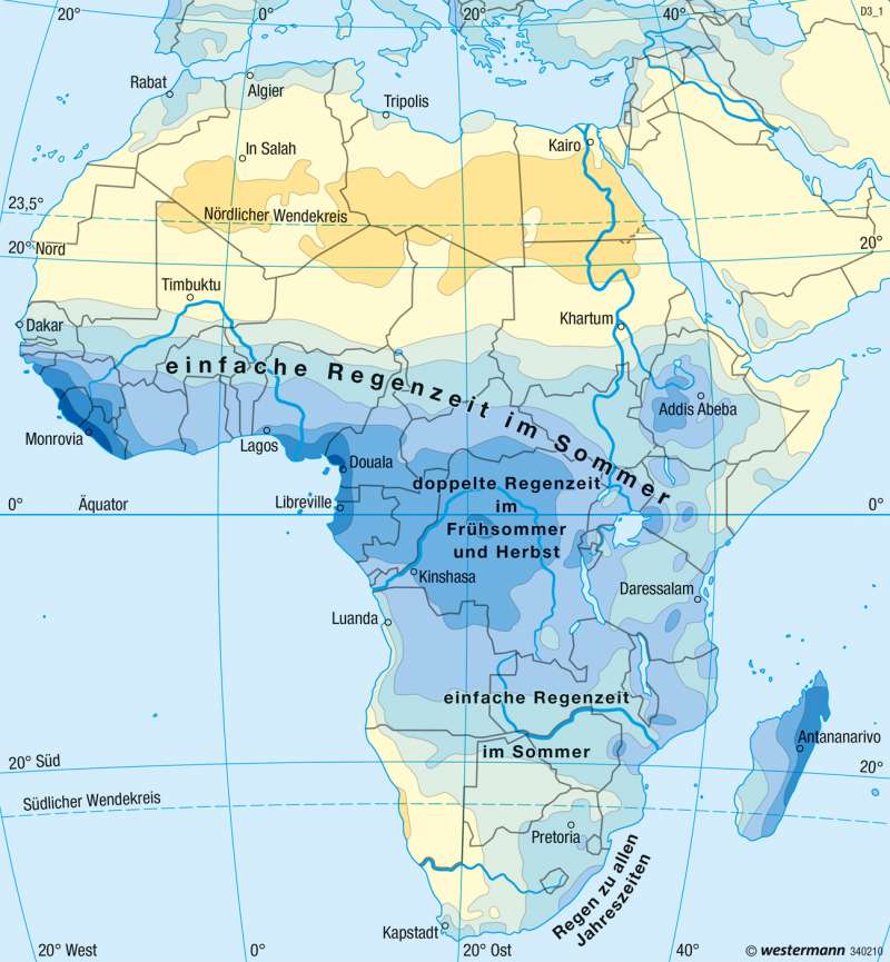 Afrika | Niederschläge im Jahr | Klima | Karte 98/3