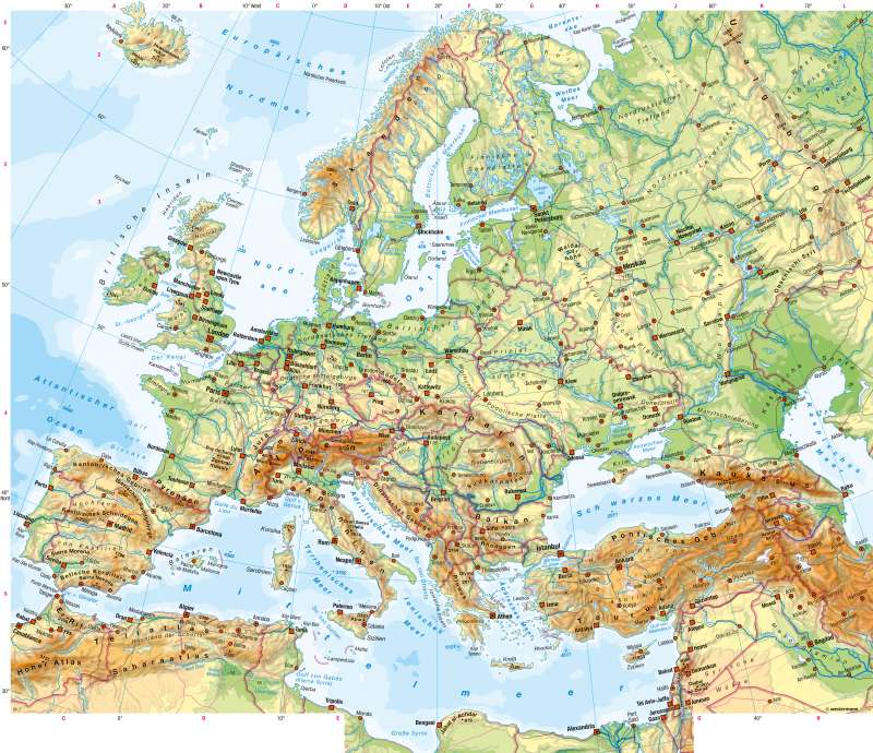Diercke Weltatlas - Kartenansicht - Europa - Physische Übersicht