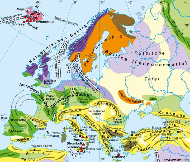 Europa | Tektonik | Physische Übersicht | Karte 57/3