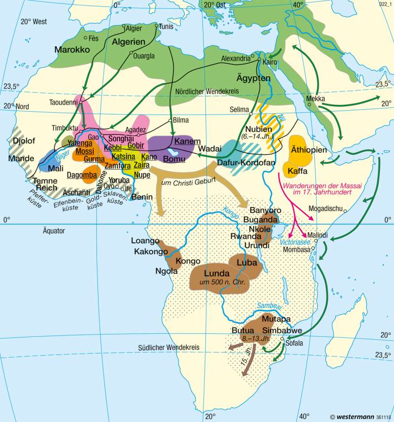 Afrika | 15.-17. Jahrhundert | Afrika - Staaten und physische Übersicht | Karte 146/1