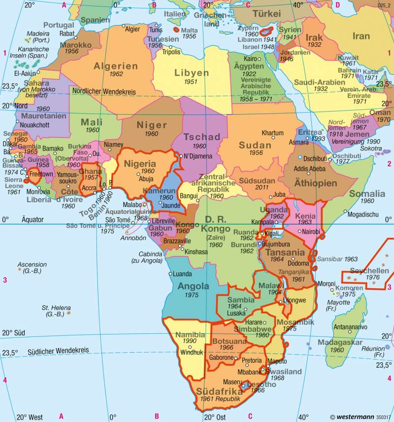 Afrika | Politische Übersicht | Politische Übersicht, Bevölkerung | Karte 96/2