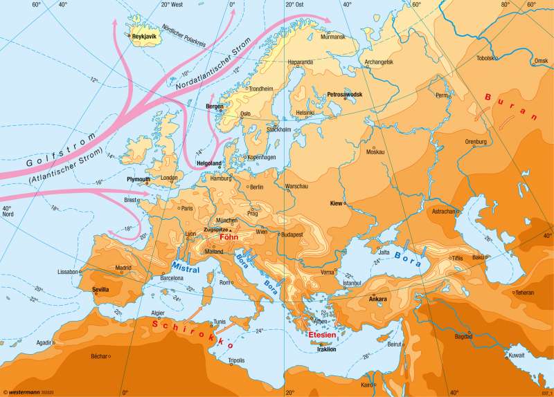 Europa | Temperaturen im Juli | Klima | Karte 58/2