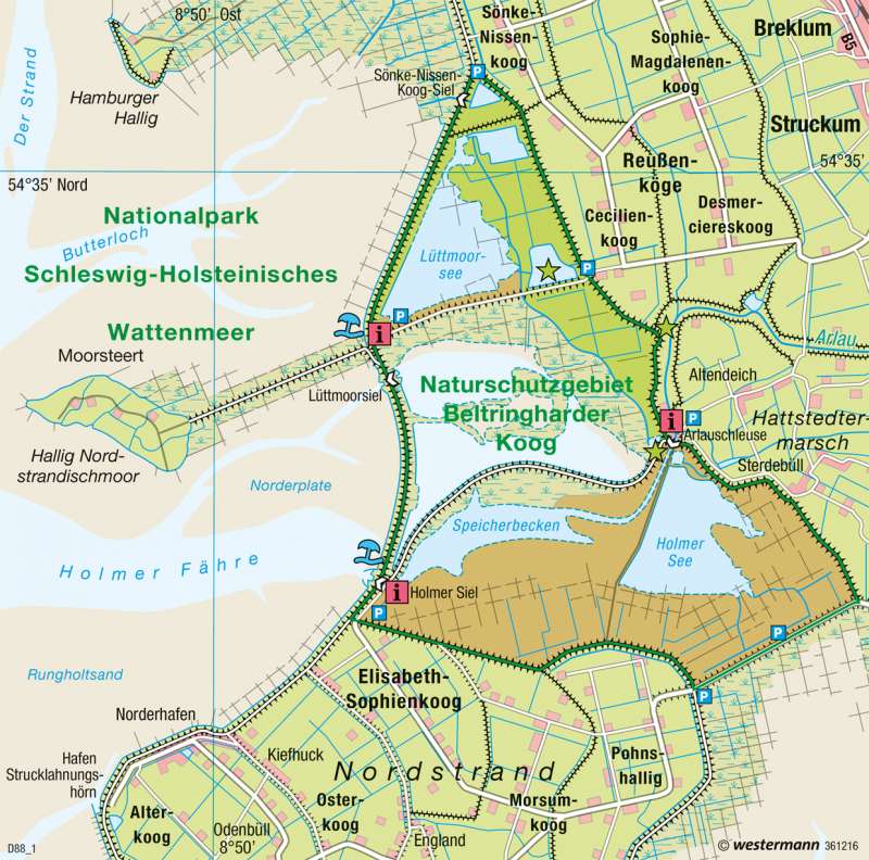 Nordstrander Bucht | Naturschutz | Norddeutschland - Küstenlandschaften und Küstenschutz | Karte 32/2