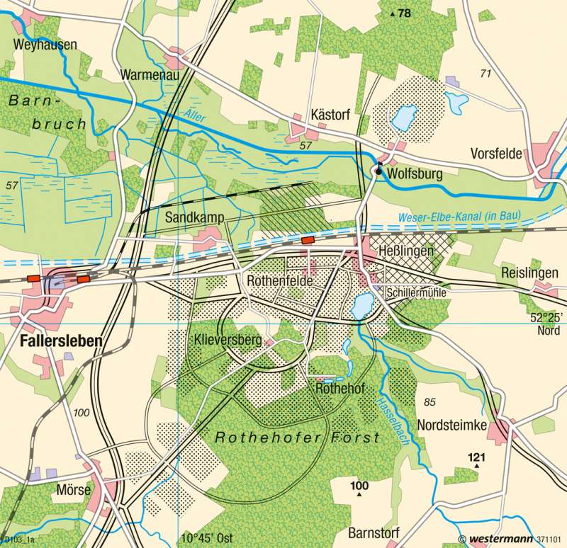 Wolfsburg | Geplante Industriestadt | Industrieraum Braunschweig-Wolfsburg | Karte 37/4