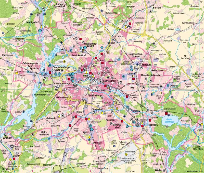 Berlin | Dienstleistungsstadt 2015 | Hauptstadt Berlin | Karte 38/2