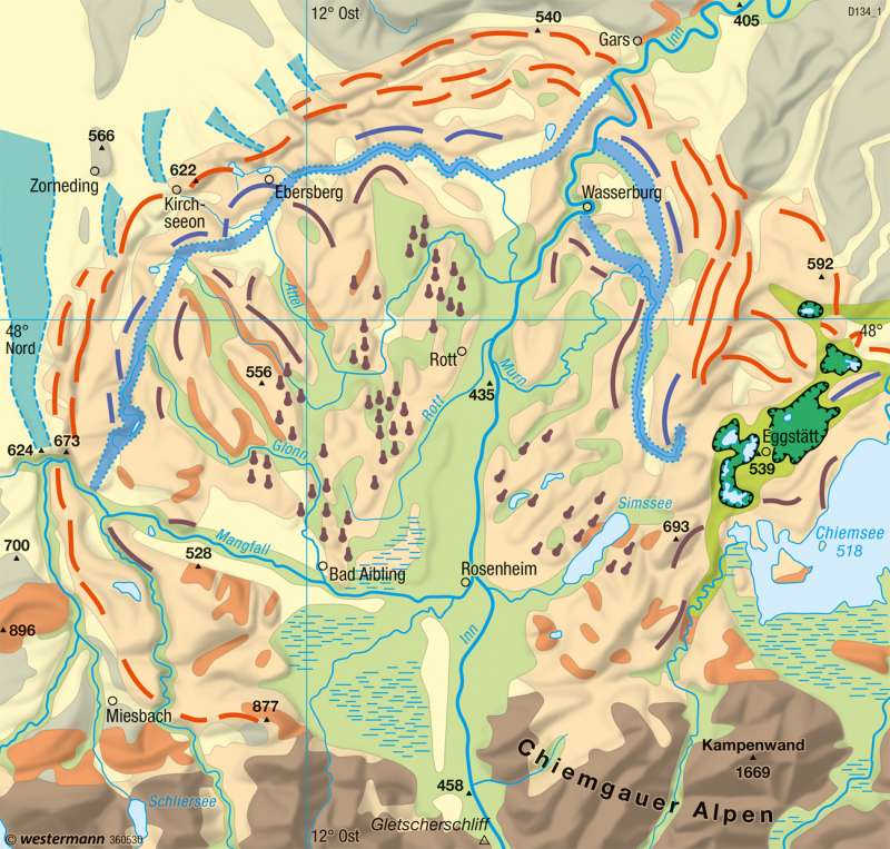 Inntal | Alpine Vorlandvergletscherung | Deutschland - Naturraum | Karte 53/4