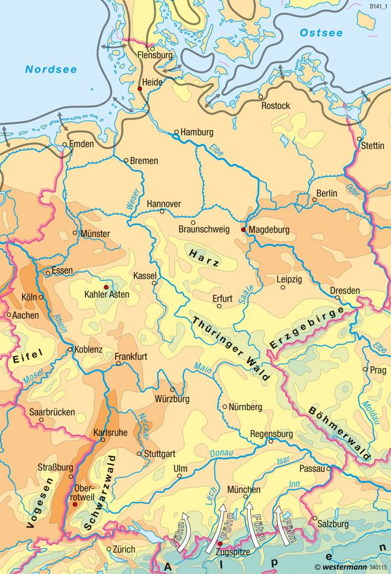 Deutschland | Temperaturen im Jahr | Klima | Karte 35/2