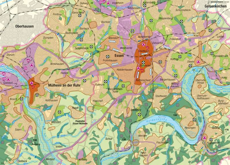 Essen-Mülheim | Stadtklima | Deutschland - Klima | Karte 55/4