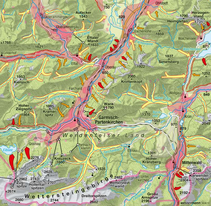 Bayerische Alpen | Umweltgefährdung | Deutschland - Umwelt und Klimawandel | Karte 60/3