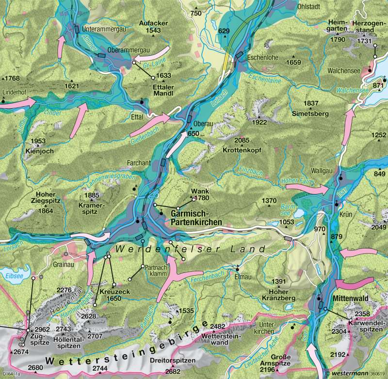 Diercke Weltatlas - Kartenansicht - Bayerische Alpen - Umweltgefährdung