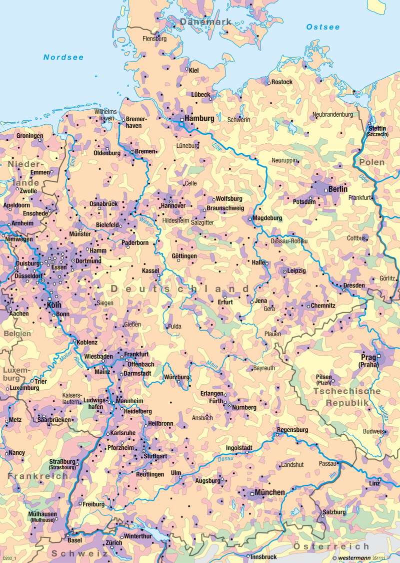 Deutschland | Bevölkerungsdichte 2015 | Historische Entwicklung | Karte 52/1