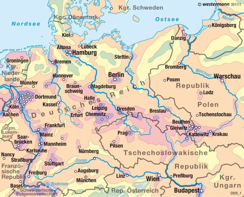 Deutsches Reich | Bevölkerungsdichte 1937 | Historische Entwicklung | Karte 52/3