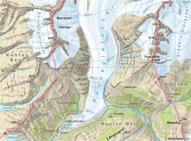 Rhonegletscher | Gletscherrückzug | Tourismus und Umwelt | Karte 78/2