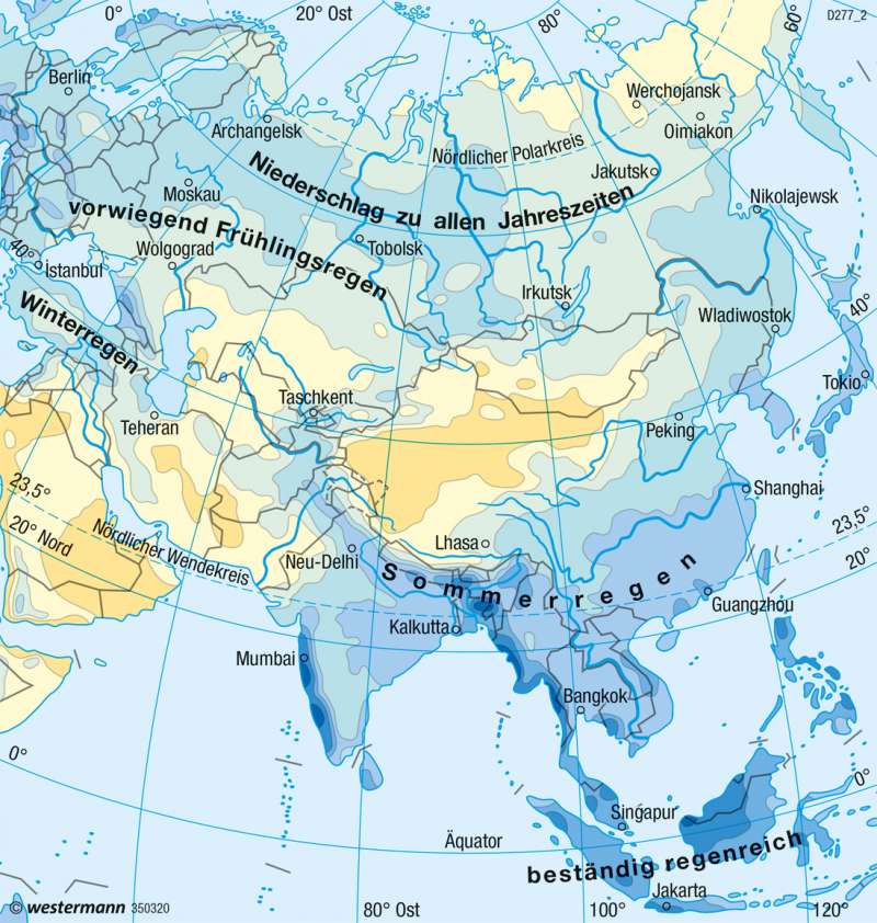 Asien | Niederschläge im Jahr | Klima | Karte 112/3