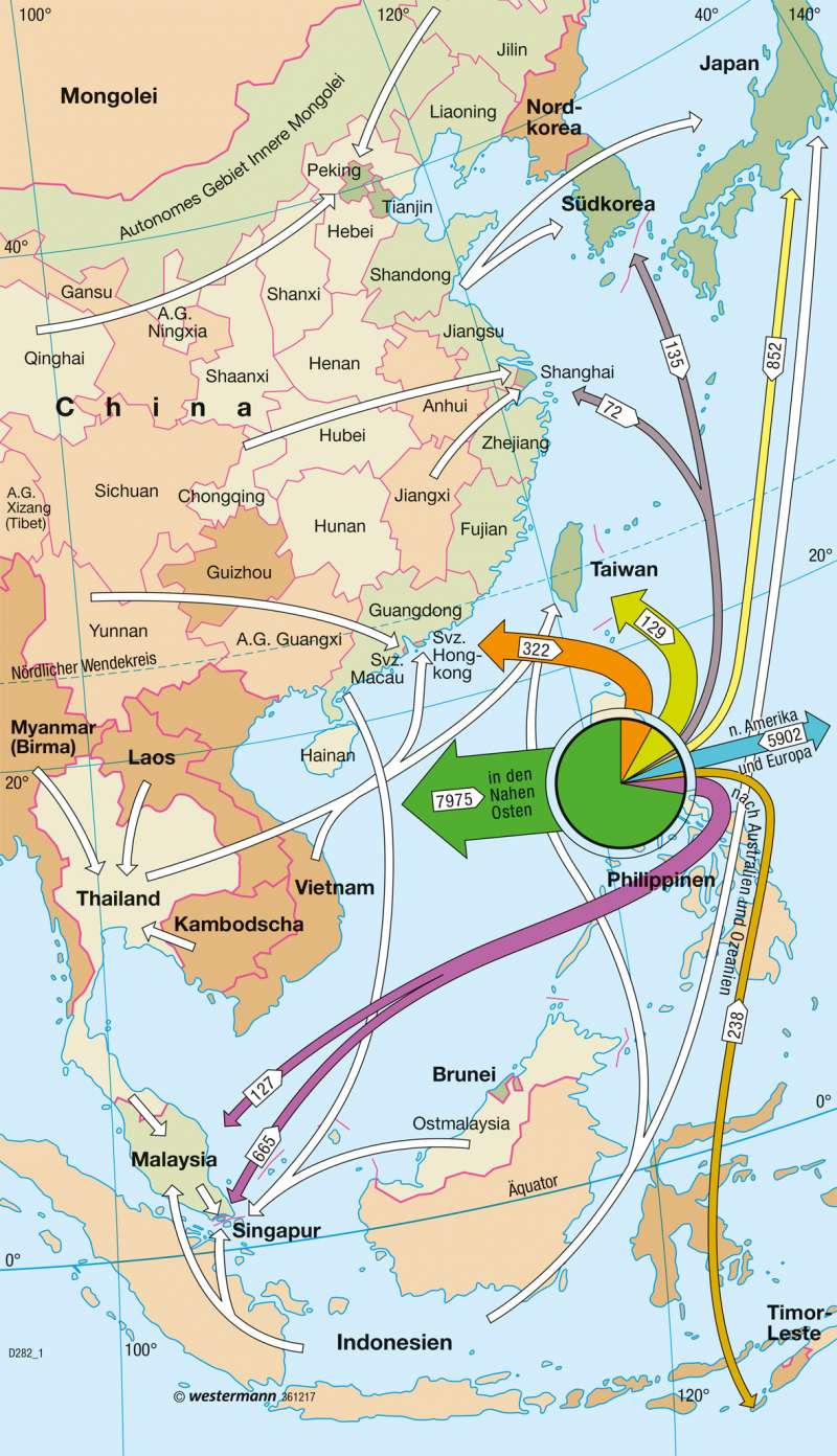 Diercke Weltatlas Kartenansicht Asiatisch Pazifischer Wirtschaftsraum Arbeitsmigration 978 3 14 5 167 3 1