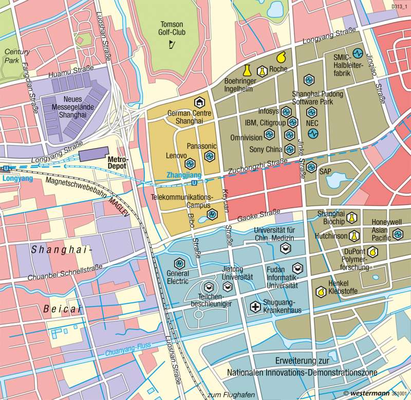 Pudong | Hightech-Park Zhangjiang | China - Raum- und Siedlungsentwicklung | Karte 189/5