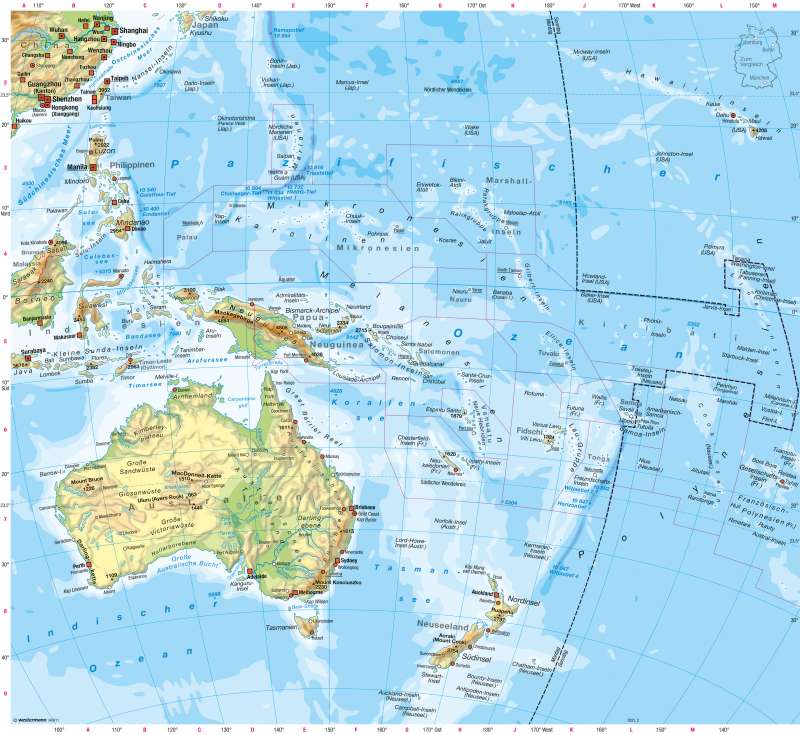 Diercke Weltatlas - Kartenansicht - Australien und Ozeanien - Physische Übersicht - 100849 - 138 