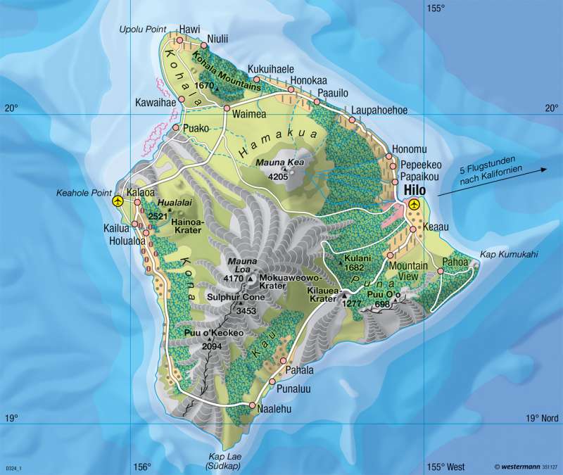Hawaii | Vulkaninsel | Physische Übersicht | Karte 139/2
