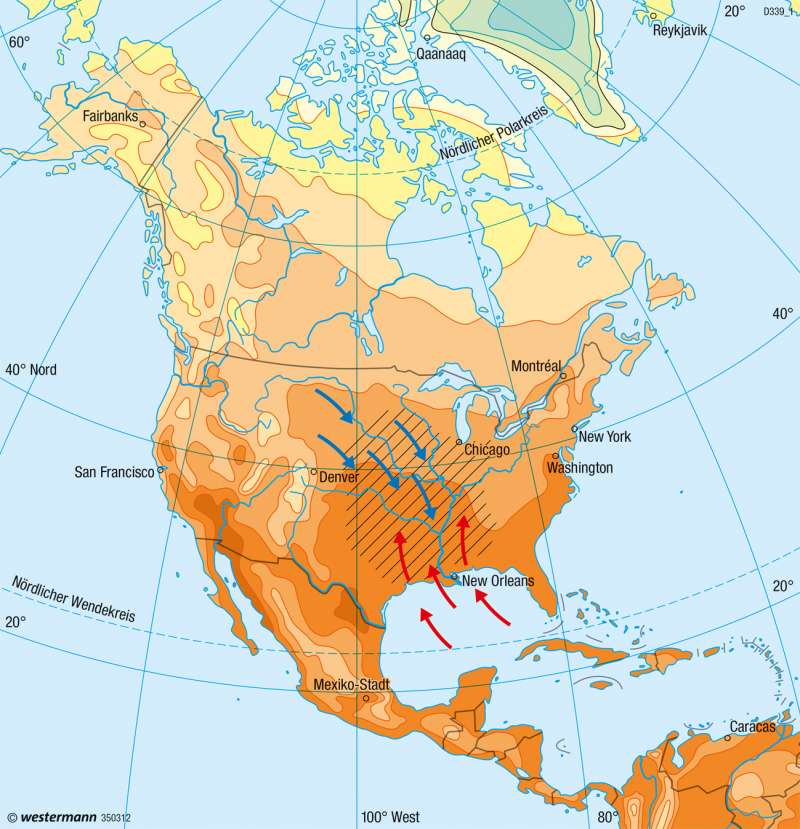 Nord- und Mittelamerika | Temperaturen im Juli | Klima | Karte 146/2