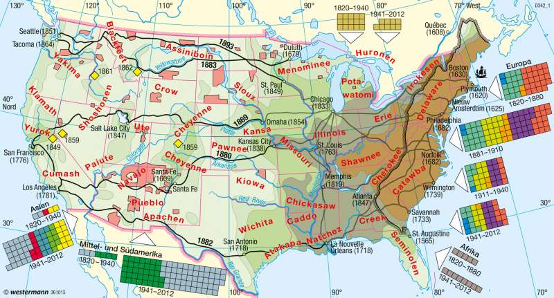 USA | Einwanderung/Besiedlung | USA - Bevölkerung | Karte 210/1