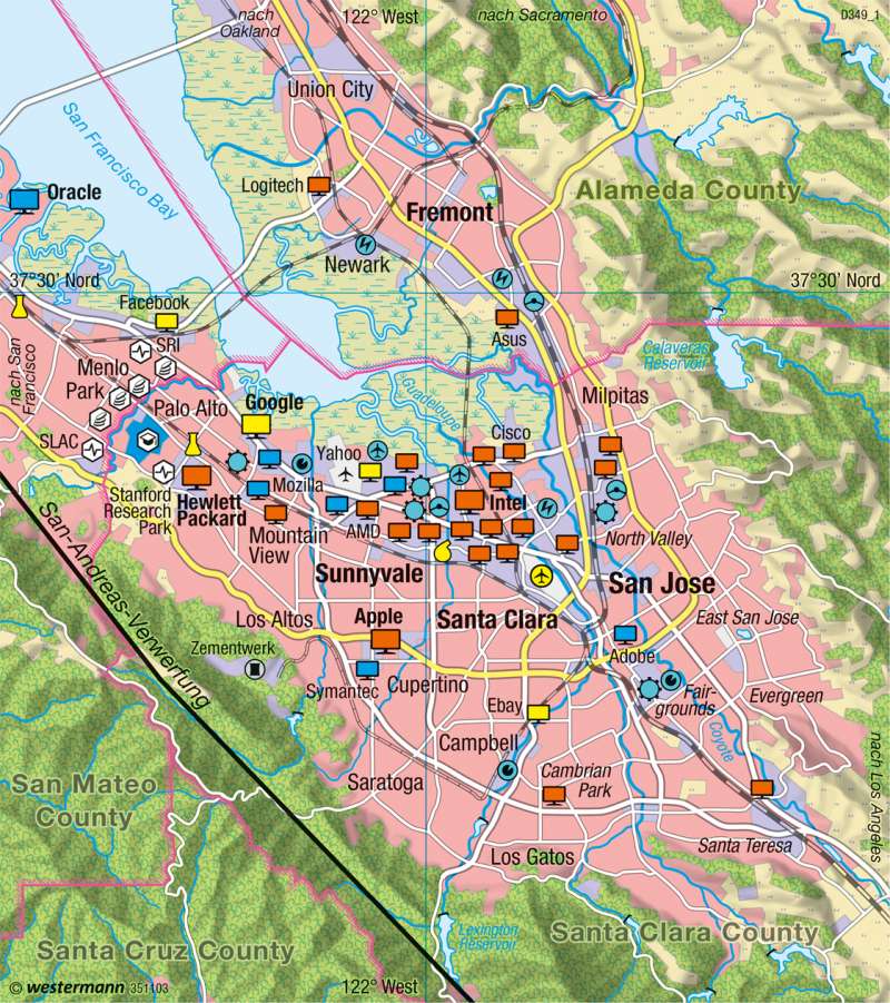 Diercke Weltatlas - Kartenansicht - Silicon Valley (Kalifornien