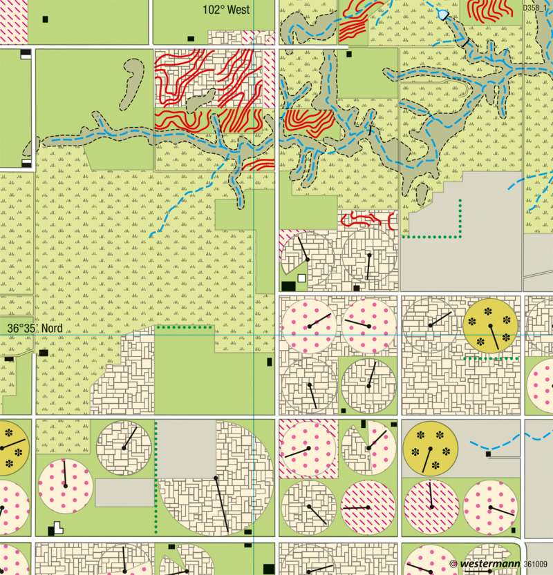 Texhoma (Oklahoma) | Farmwirtschaft | USA - Landnutzung im Mittelwesten | Karte 220/3