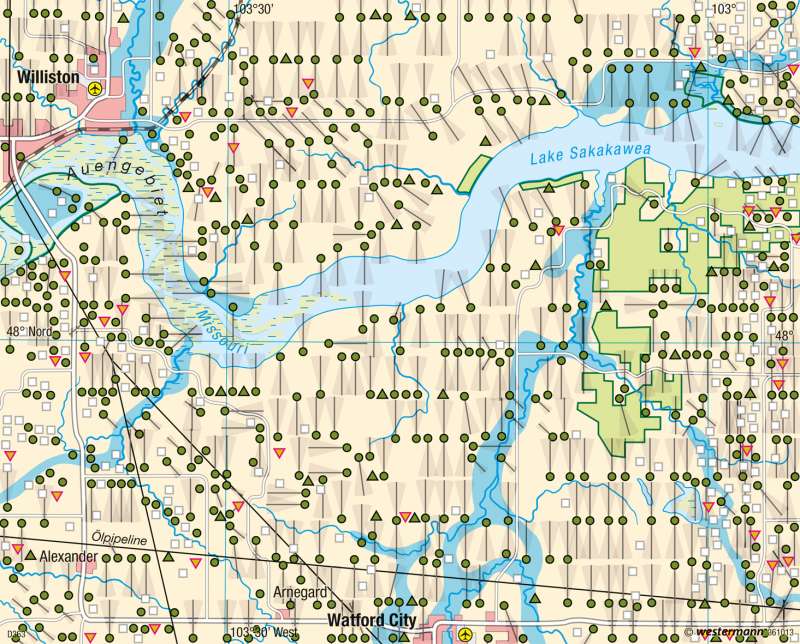 Bakken-Formation (North Dakota) | Fracking | USA - Landnutzung im Mittelwesten | Karte 220/4