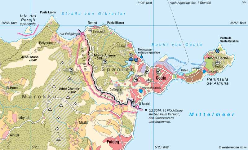 Ceuta | Spanische Exklave in Afrika | Europa - Migration | Karte 103/4