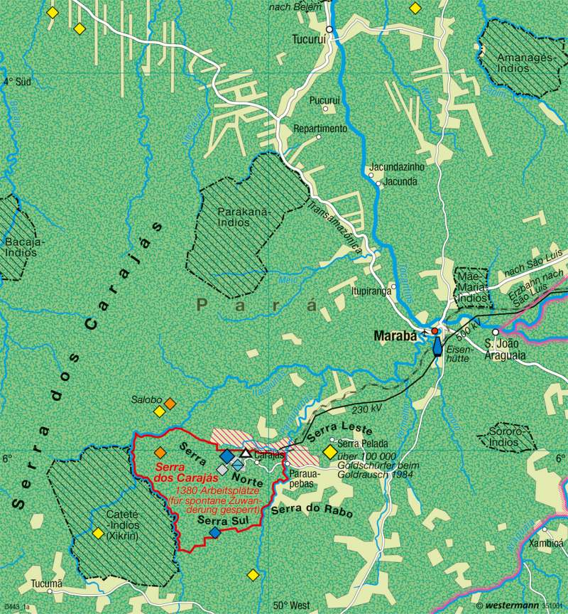 Serro dos Carajás (Brasilien) | Rohstofferschließung | Tropischer Regenwald | Karte 166/2
