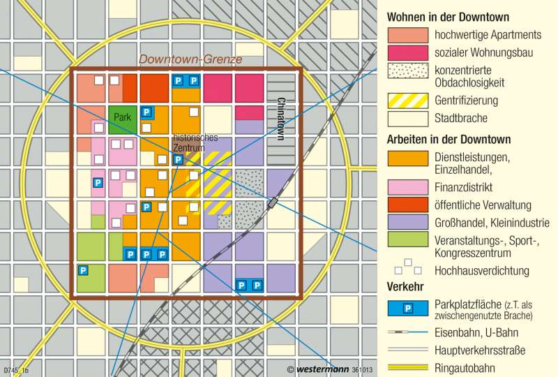 | Strukturmodell der nordamerikanischen Stadt | USA - Nordamerikanische Stadt | Karte 222/1