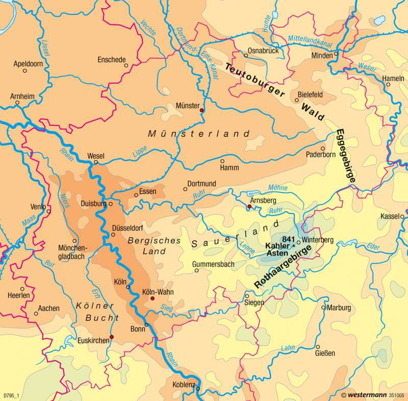 Nordrhein-Westfalen | Temperaturen im Jahr | Landwirtschaft, Klima und Umwelt | Karte 17/3