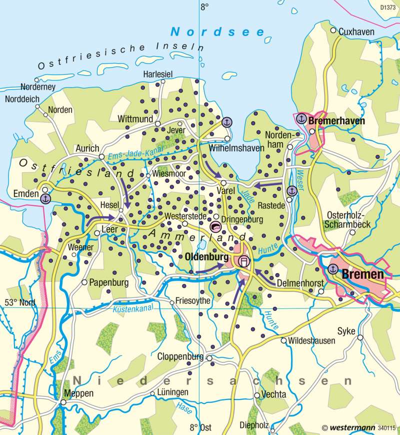 Diercke Weltatlas - Kartenansicht - Ammerland - Molkereiwirtschaft