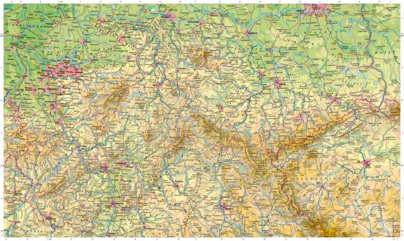Deutschland mittlerer Teil | Physische Karte | Physische Karte | Karte 26/1