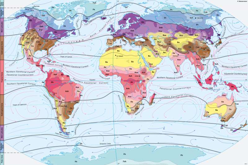  | World climates (effective classification according to A. Siegmund and P. Frankenberg) | Climate zones | Karte 16/4