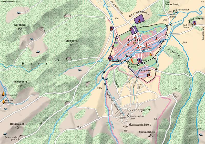 Goslar | Mittelalterliche Stadt um 1300 | Deutschland - Landschaftsgeschichte | Karte 63/3