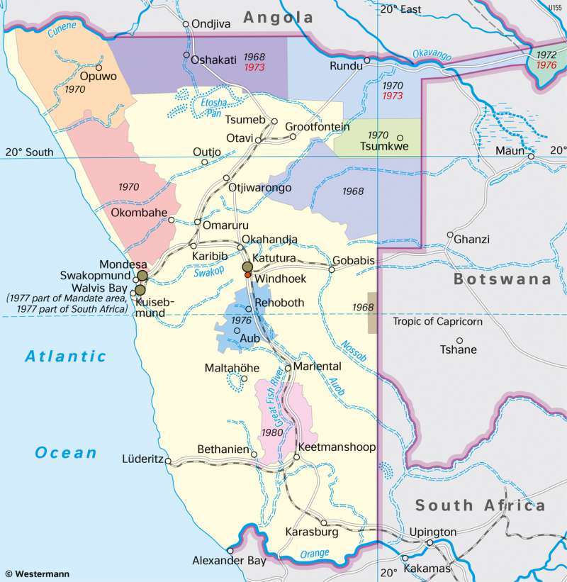 South West Africa (mandate area) | Apartheid around 1975 | History and countries | Karte 144/5