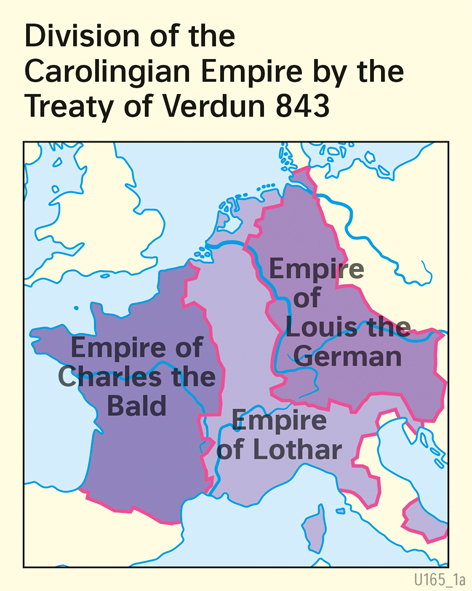  | Division of the Carolingian Empire by the Treaty of Verdun 843 | Middle Ages | Karte 58/1