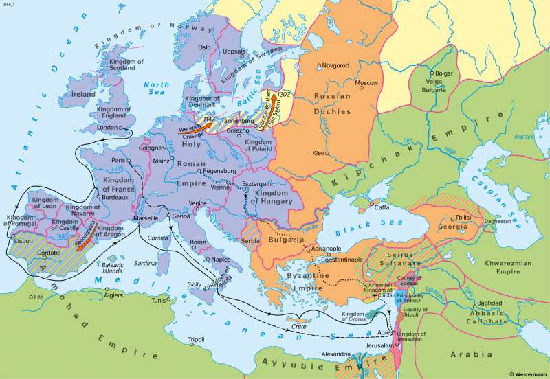 Europe | Crusading era (late 12th century) | Middle Ages | Karte 58/2