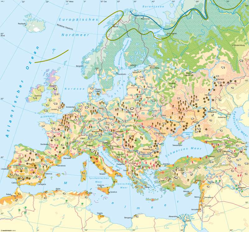 Diercke Weltatlas - Kartenansicht - Europa - Landwirtschaft - 978-3-14