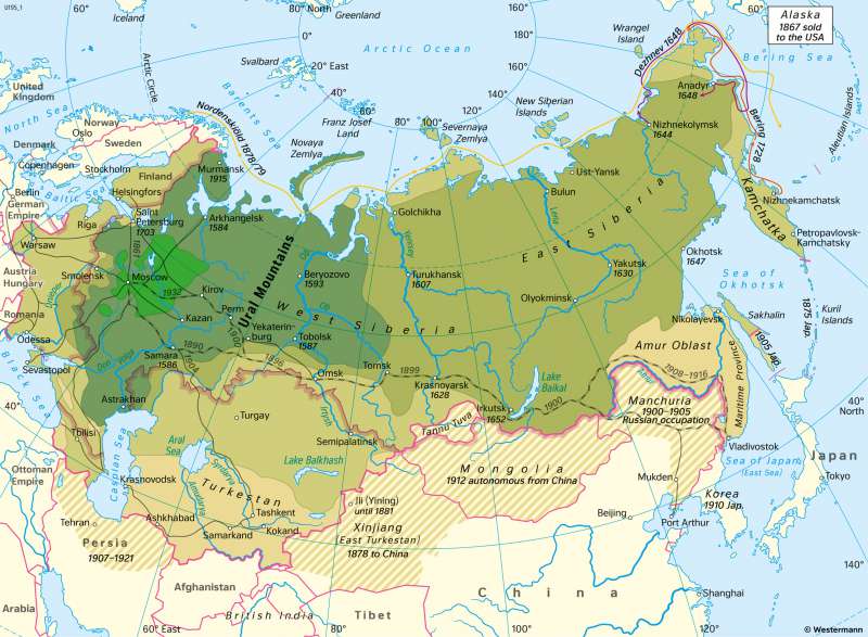 Eurasia | Russia’s emergence as a world power 1462–1914 | Regional development | Karte 114/1