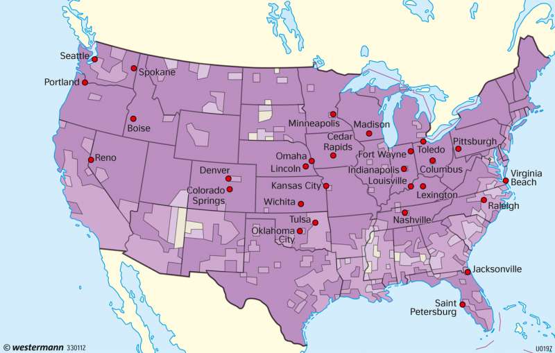 USA | Bevölkerungsgruppen | USA - Entwicklung zum Einwanderungsland | Karte 222/4