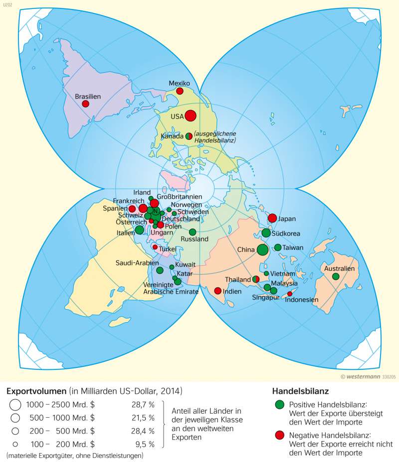 Diercke Weltatlas Kartenansicht Die Grossten Exportnationen 978 3 14 8 43 4 1