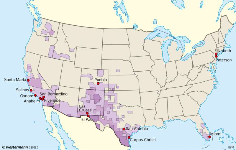 USA | Bevölkerungsgruppen | USA - Entwicklung zum Einwanderungsland | Karte 223/4